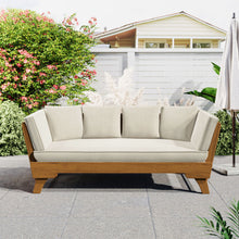 Load image into Gallery viewer, Outdoor Patio Daybed Sofa, 3 Seat Sofa With Foldable Arm 4 Back Pillows
