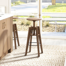 Load image into Gallery viewer, Spencer - Minimalist Oak Adjustable Bar Counter Stool - Walnut Brown Oak
