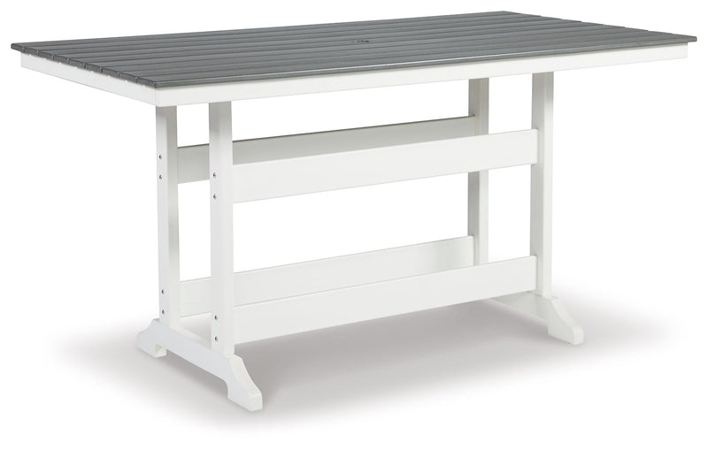 Transville - Rectangular Counter Table With Umbrella Option - Gray / White