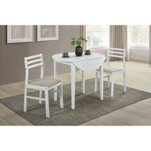 Load image into Gallery viewer, Cliff - 3 Piece Round Drop Leaf Dining Table Set With Ladderback Chairs - White
