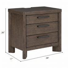 Load image into Gallery viewer, 3 Drawer Nightstand With USB - Dark Oak
