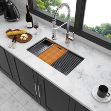 Load image into Gallery viewer, Workstation Kitchen Sink 30" X 18" X 10" Single Bowl Undermount 16 Gauge - Gunmetal Black
