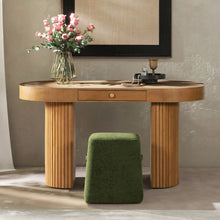 Load image into Gallery viewer, Jesse - Single Drawer Fluted Oval Console Desk - Honey Brown
