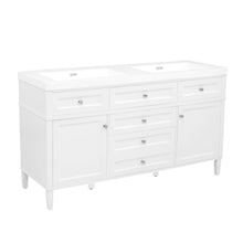 Load image into Gallery viewer, Bathroom Vanity With Double Sink, 3 Drawers, 2 Doors, Adjustable Shelves, Freestanding - White
