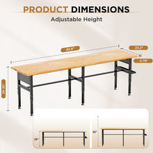 Load image into Gallery viewer, Adjustable Workbench, Side Pegboard, 4 Height Settings, Power Outlet, Storage Box, Wheels Or Leveling Feet - Black
