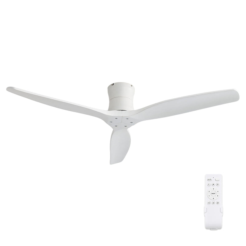 52" Ceiling Fan, No Light Flush Mount Low Profile 3 Blades With Remote Control