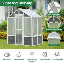 Load image into Gallery viewer, Greenhouse, Wooden Greenhouse Polycarbonate Garden Shed For Plants, Walk-In Outdoor Plant Gardening Greenhouse For Patio Backyard Lawn, Grow House With Front Entry Door - White / Gray
