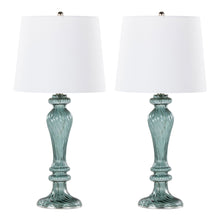 Load image into Gallery viewer, Windsor - Contemporary Table Lamp (Set of 2) - Clear Turquoise / Off White
