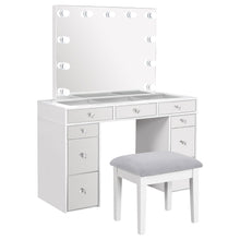 Load image into Gallery viewer, Winona - Makeup Vanity Set With Bulb Lit Mirror And Upholstered Stool - White
