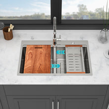 Load image into Gallery viewer, Topmount Drop In Kitchen Sink, Double Bowl 50 / 50 - Brushed Nickel
