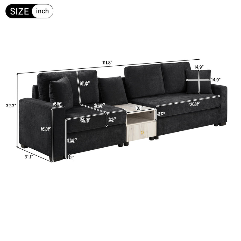 Modular Sofa Couch With Storage Armrest And Center Console