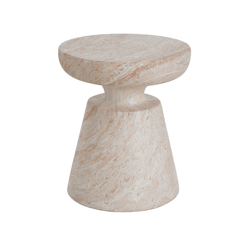 Outdoor / Indoor Lightweight Concrete Side Table, Travertine - Beige