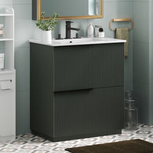 Load image into Gallery viewer, Fluted Bathroom Vanity With Ceramic Sink, Soft Close Slides

