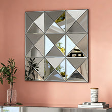 Load image into Gallery viewer, 3D Beveled Wall Mirror With Frame, Large Square Design For Living Room - Silver
