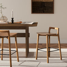 Load image into Gallery viewer, Sven - Modern Minimalist Low Back Counter Stool - Dark Brown Walnut

