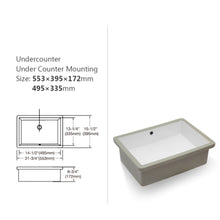 Load image into Gallery viewer, Modern Ceramic Rectangular Undermount Bathroom Sink With Overflow
