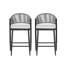 Load image into Gallery viewer, Outdoor 26" Counter Height Metal Frame Counter Stools With Scallop Shaped Backrest &amp; Water Resistant Cushions
