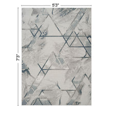 Load image into Gallery viewer, Geometrix - 5'3" X 7'3" Area Rug &amp; Geometric, 3D Effect - Ivory / Gray
