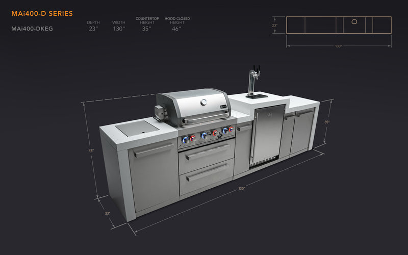 MONT ALPI 4-BURNER DELUXE ISLAND WITH A KEGERATOR-MAi400-DKEG