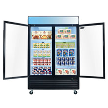Load image into Gallery viewer, Glass Door Merchandiser Freezer Swing Door Commercial Reach-In Display Freezers With LED Top Panel Upright Freeze Storage
