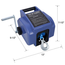 Load image into Gallery viewer, Reversible 12V Electric Trailer Winch For Boats Up To 6000 Lbs With Synthetic Rope And Extra Pulley Hook - Blue
