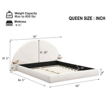 Load image into Gallery viewer, Queen Arched Bed With Small Table, Floor Standing Design - Beige
