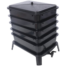 Load image into Gallery viewer, Eco Friendly 5 Layer Worm Compost Bin With 50L Capacity, Easy Setup Plastic Worm Farm Kit - Black
