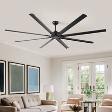 Load image into Gallery viewer, Industrial DC Motor Ceiling Fan, Large Ceiling Fan With 8 Reversible Blades, 5 Speed Remote Control, Home Or Commercial Ceiling Fans For Porch / Garage / Shop - Black
