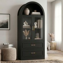 Load image into Gallery viewer, Arched Top Storage Cabinet With Fixed 2 Tier Shelves, 2 Large Drawers

