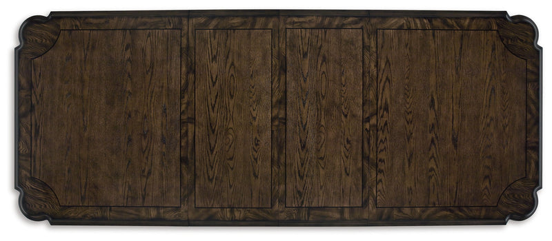 Maylee - 9 Pc. - Dining Extension Table, 4 Side Chairs, 2 Arm Chairs, Storage Bench, Buffet And Hutch - Dark Brown