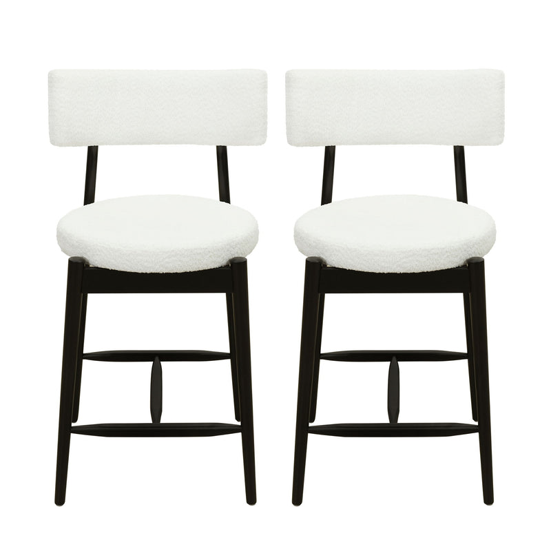Mid Century Modern Counter Stools, Fabric Upholstered Chairs