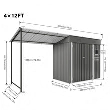 Load image into Gallery viewer, Lean To Shed With Open Sided Pergola, Outdoor Storage Shed &amp; Attached Hardtop Gazebo Combo - Gray
