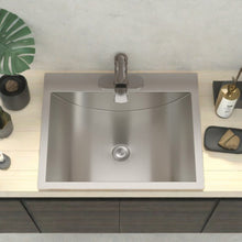 Load image into Gallery viewer, 21 X 17" Drop In Bathroom Sink With Pop Up Drain, Stainless Steel Su304, Durable &amp; Rust Resistant, Easy Installation - Brushed Nickel
