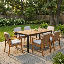 Load image into Gallery viewer, 7 Piece Outdoor Patio Dining Set With &amp; 6 Arm Chairs
