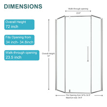 Load image into Gallery viewer, Diamond Shaped Corner Shower Door, Inward Sliding, Stainless Steel Frame
