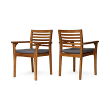 Load image into Gallery viewer, Outdoor Dining Chair With Slat Back And Acacia Wood Frame (Set of 2) - Gray / Teak
