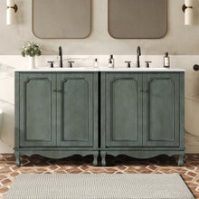 Load image into Gallery viewer, Vintage Double Sink Bathroom Vanity Set With Ceramic Sinks

