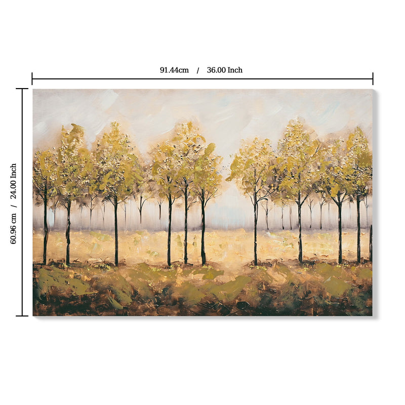 Wall Art Decor Canvas Print Autumn Embellishments Plant Forest Abstract Tree - Tan Leaves