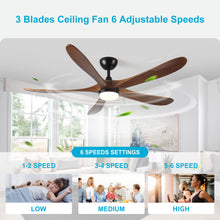 Load image into Gallery viewer, Solid Wood With Remote Control With Light (LED) Modern DC Motor Indoor / Outdoor 5 Blade Ceiling Fan For Patios, Bedrooms And Farmhouses - Antique Brown
