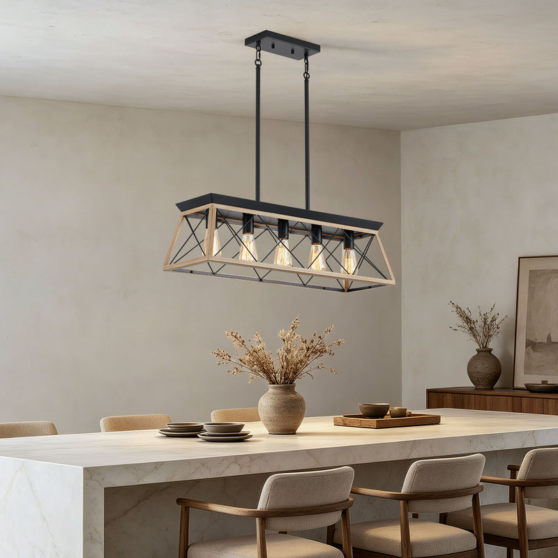 Chandelier Pendant Light For Dining Room Kitchen, 5 Light Fixture With Adjustable Height