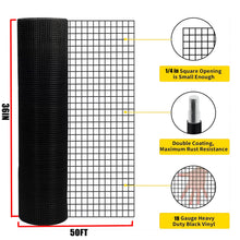 Load image into Gallery viewer, Vinyl Coated Hardware Cloth 19 Gauge Welded Wire Fence For Poultry Netting And Chicken Coop - Black
