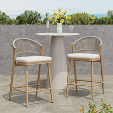 Load image into Gallery viewer, Outdoor 26" Counter Height Metal Frame Counter Stools With Scallop Shaped Backrest &amp; Water Resistant Cushions
