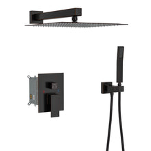 Load image into Gallery viewer, Dual Shower Head System With 12" Wall Mounted Square Rain Shower And Rough In Valve
