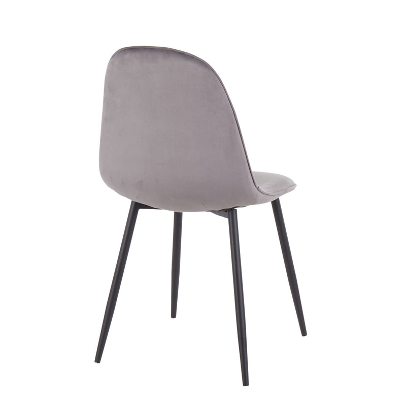 Pebble - Contemporary Chair (Set of 2) - Gray - Velvet