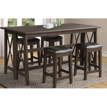 Load image into Gallery viewer, Drop Leaf Table With 4 Stools - Dark Brown
