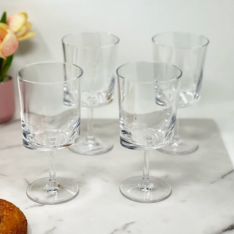 Halo - Leadingware Oval Plastic Wine Glasses (Set of 4) Unbreakable Bpa Free Acrylic, 12Oz - Clear
