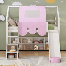 Load image into Gallery viewer, Loft Bed With House Shaped Frame And Tent
