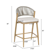 Load image into Gallery viewer, Outdoor 26" Counter Height Metal Frame Counter Stools With Scallop Shaped Backrest &amp; Water Resistant Cushions
