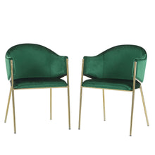 Load image into Gallery viewer, Modern Upholstered Dining Chair With Gold Metal Frame - Emerald / Gold
