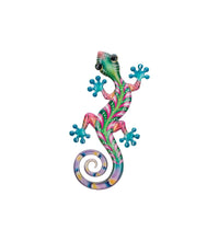 Load image into Gallery viewer, Luster Gecko Wall Decor 8&quot; - Green Pink
